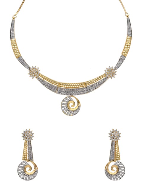 AD / CZ Necklace Set in Two Tone finish - RRM120142T