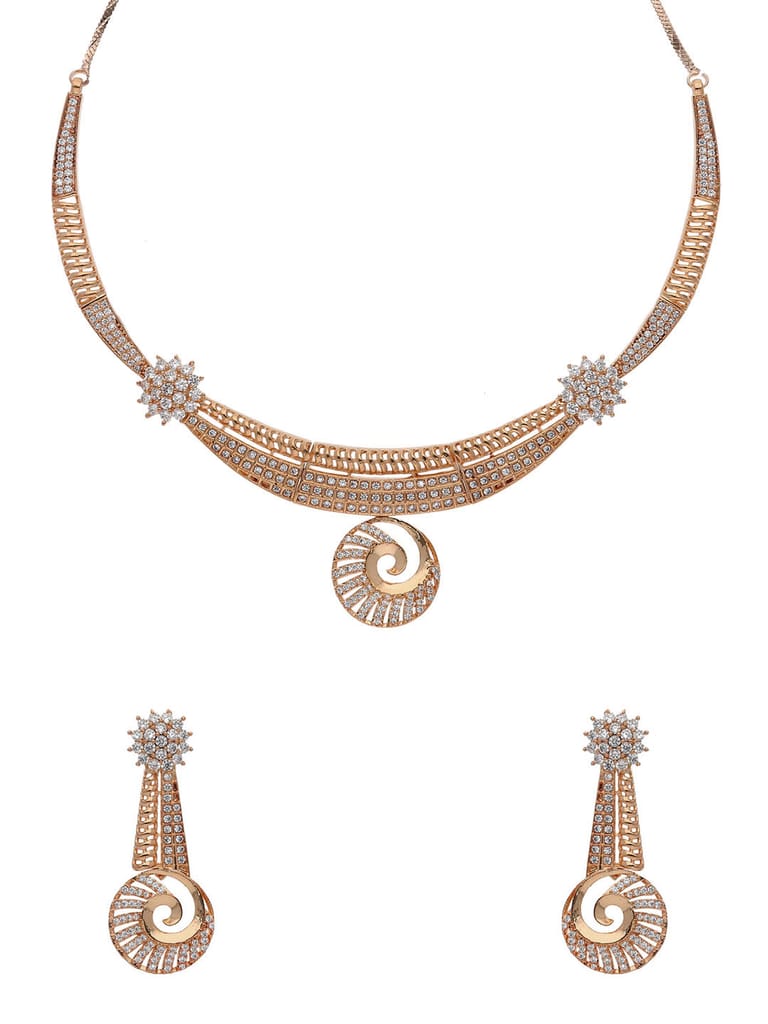AD / CZ Necklace Set in Rose Gold finish - RRM12014RG