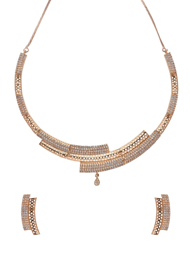 AD / CZ Necklace Set in Rose Gold finish - RRM60147RG