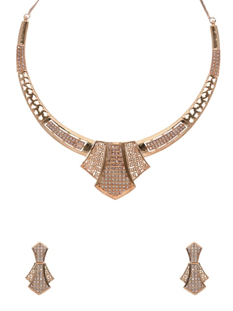 AD / CZ Necklace Set in Rose Gold finish - RRM12008RG