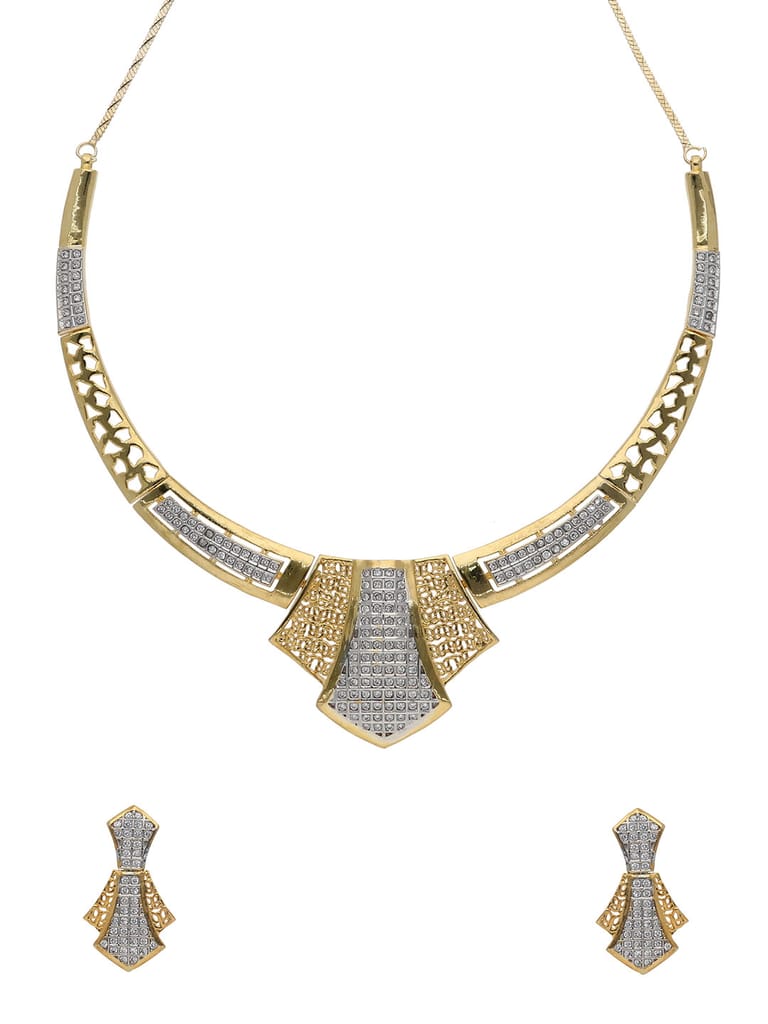 AD / CZ Necklace Set in Two Tone finish - RRM120082T