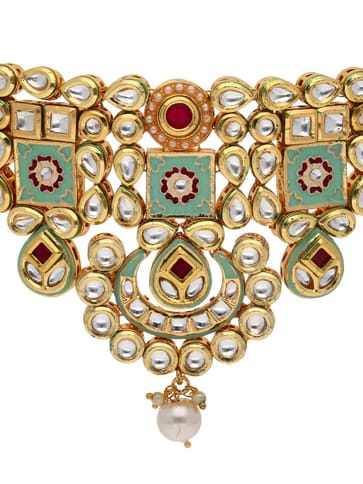 Kundan Choker Necklace Set in Gold finish - S32318