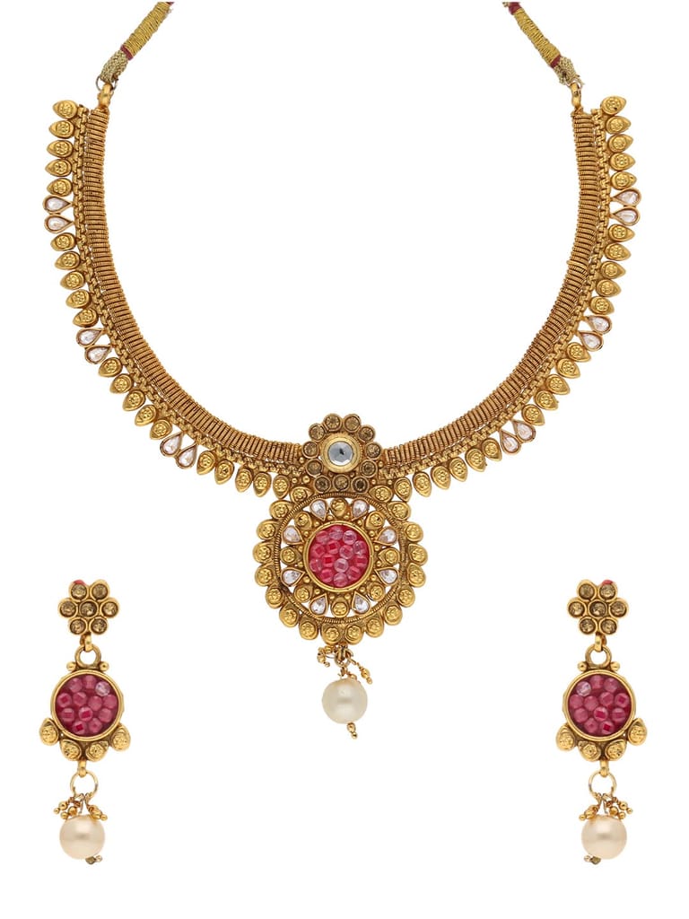 Antique Necklace Set in Gold finish - S32495