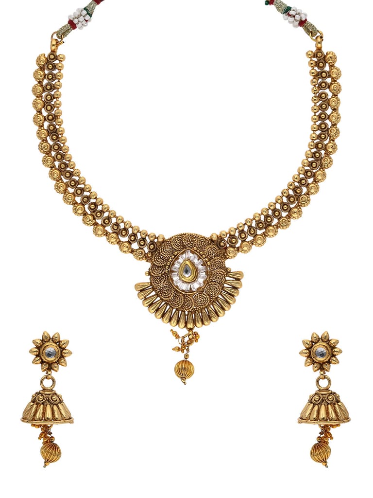 Antique Necklace Set in Gold finish - S32530