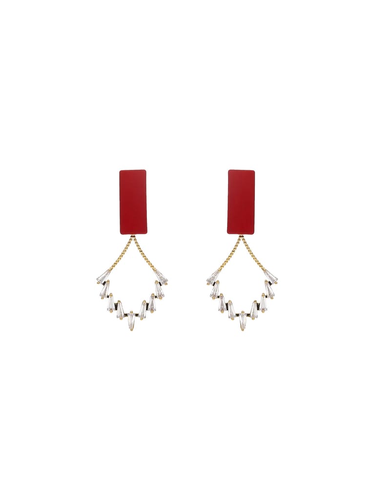 AD / CZ Dangler Earrings in Gold finish - S31432