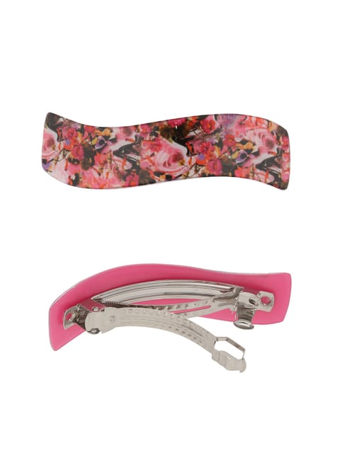 Printed Hair Clip in Assorted color and Rhodium finish - KIN59
