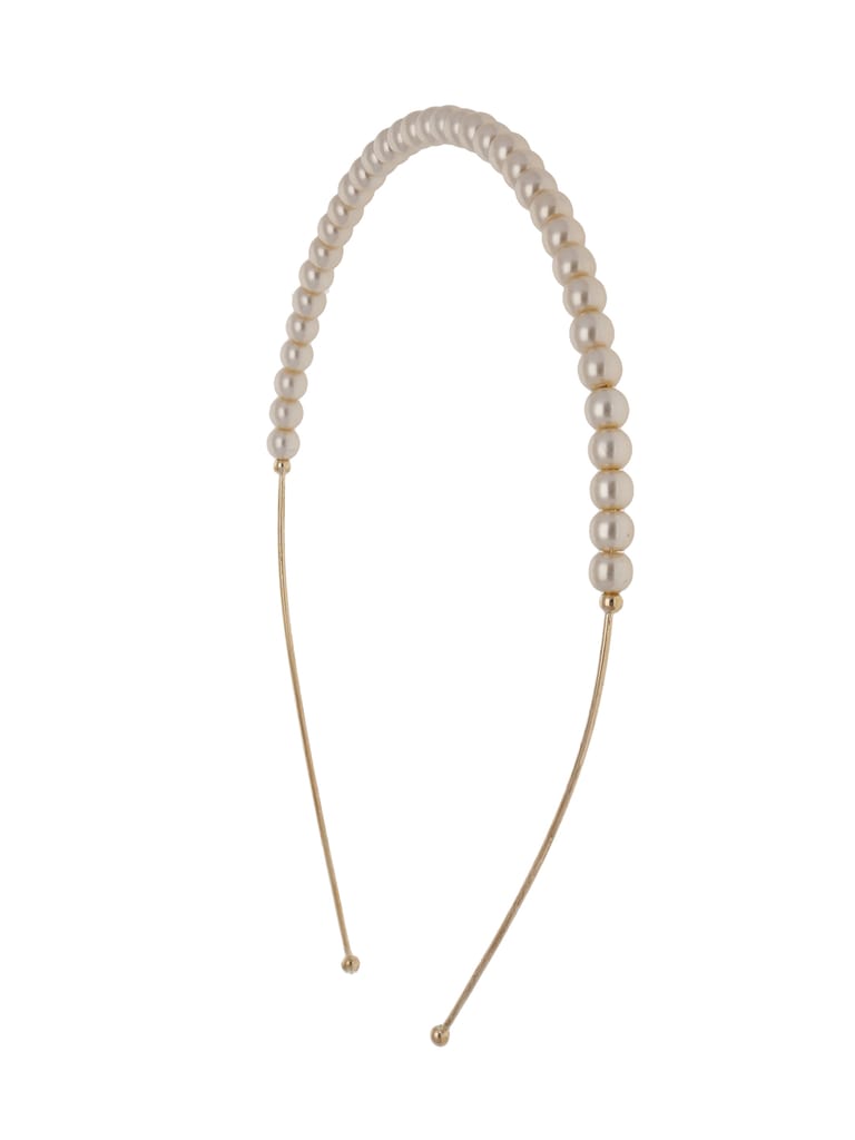 Pearls Hair Band in LCT/Champagne color and Gold finish - PARK14