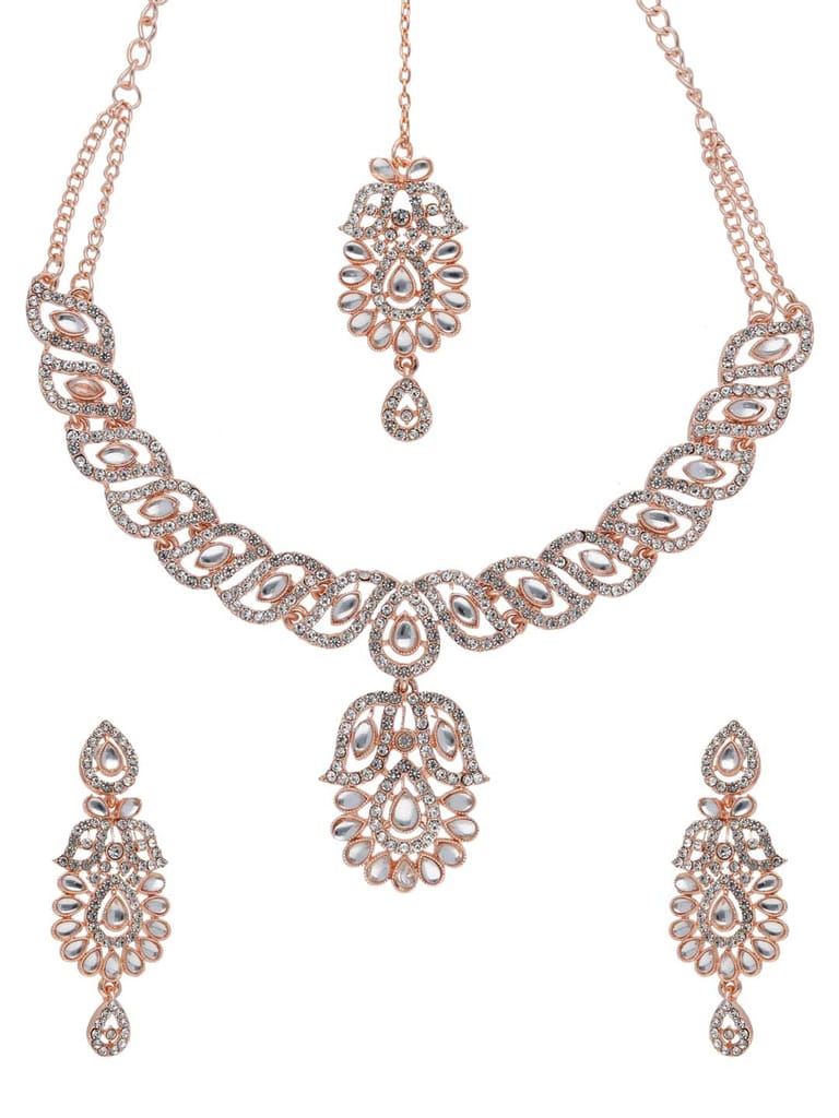 Traditional Necklace Set in Rose Gold finish - SHA1158RG