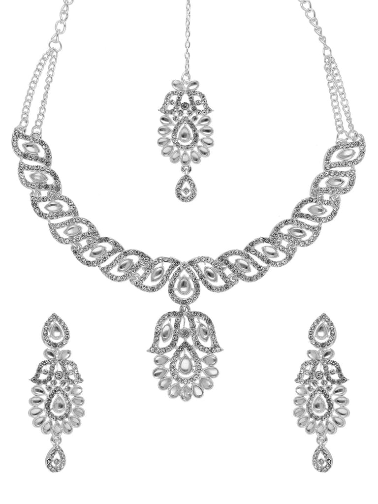 Traditional Necklace Set in Rhodium finish - SHA1158RO