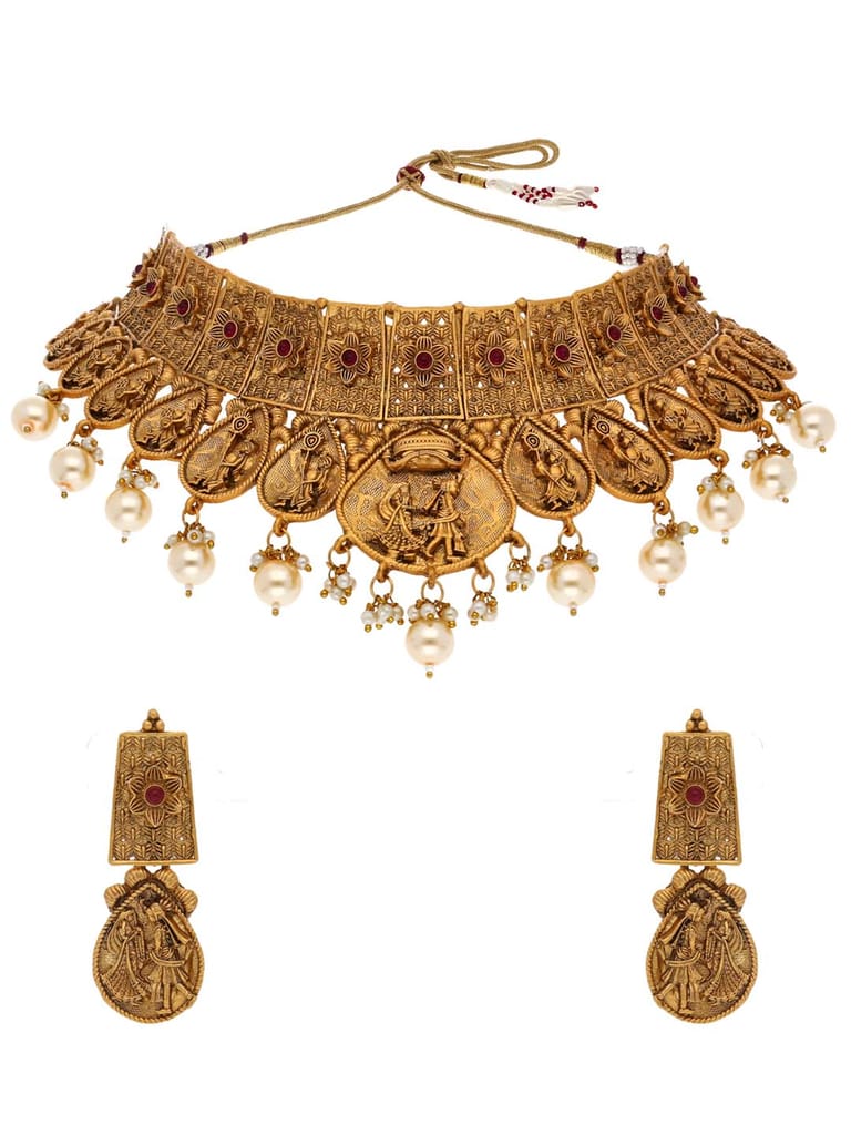 Antique Necklace Set in Gold finish - CFP9047