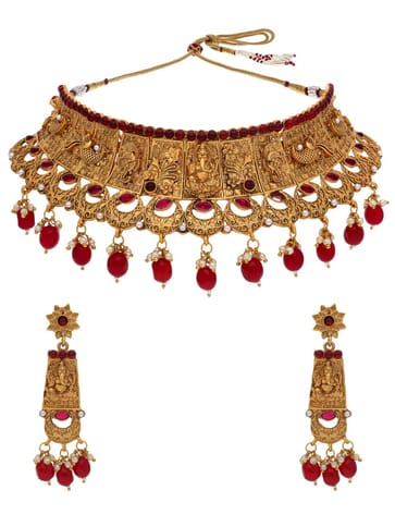Temple Necklace Set in Gold finish - CFP9048