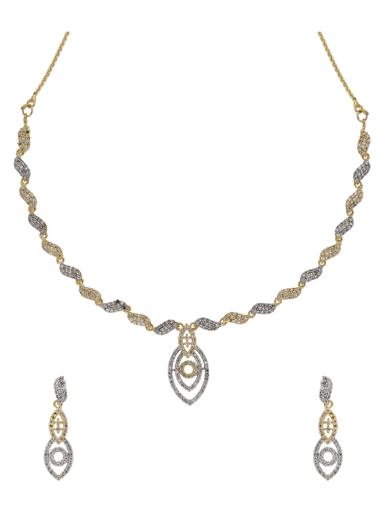 AD / CZ Necklace Set in Two Tone finish - ADND19