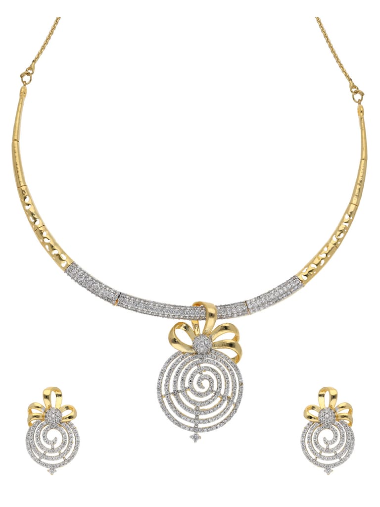 AD / CZ Necklace Set in Two Tone finish - ADND