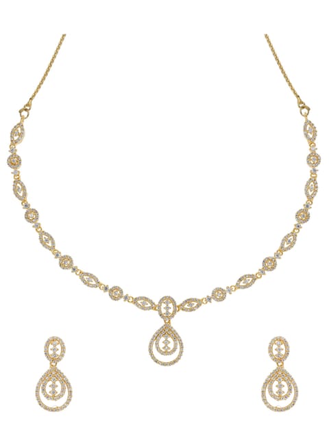 AD / CZ Necklace Set in Gold finish - ADND2