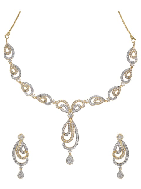 AD / CZ Necklace Set in Two Tone finish - ADND9