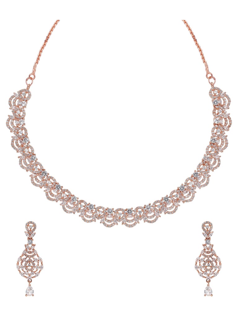 AD / CZ Necklace Set in Rose Gold finish - ADNS83