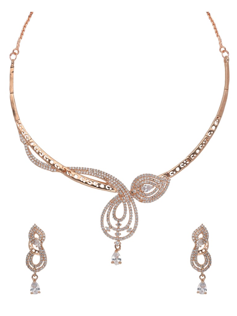 AD / CZ Necklace Set in Rose Gold finish - ADNS23