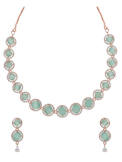 AD / CZ Necklace Set in Rose Gold finish - ADNS70