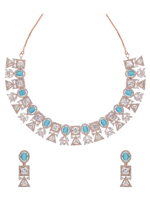 AD / CZ Necklace Set in Rose Gold finish - ADND170