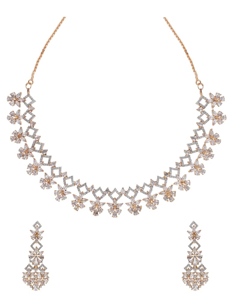 AD / CZ Necklace Set in Two Tone finish - ADND