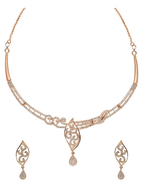 AD / CZ Necklace Set in Rose Gold finish - ADN804