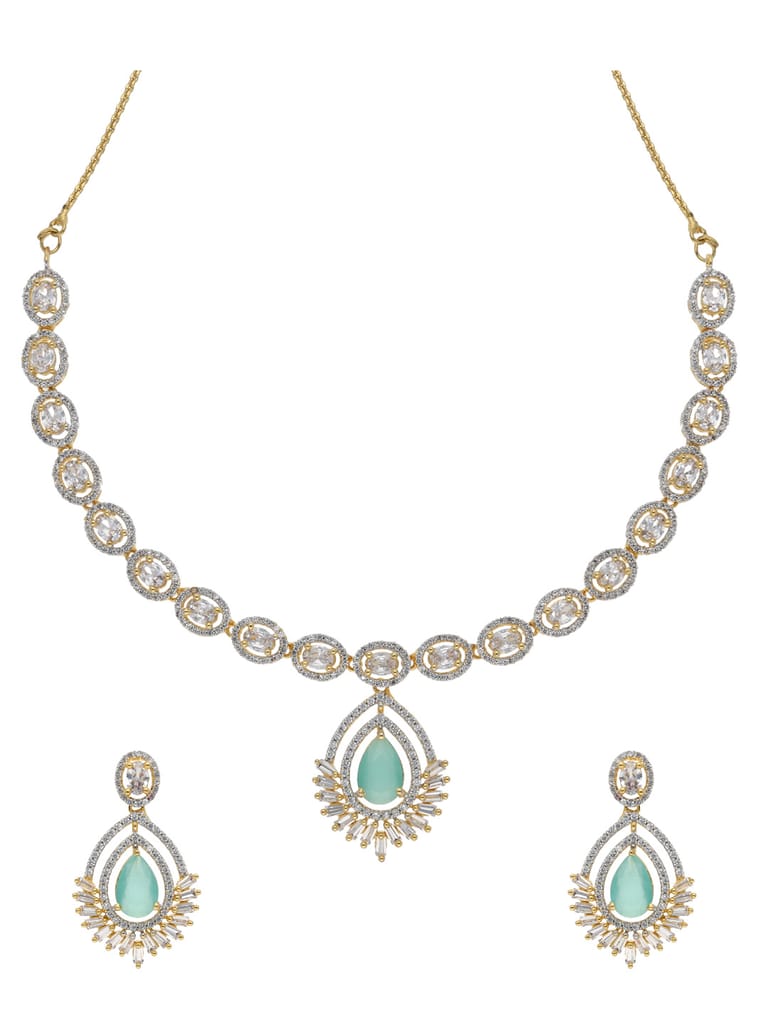 AD / CZ Necklace Set in Two Tone finish - ADND81