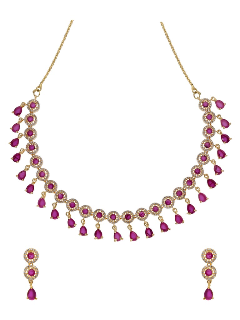AD / CZ Necklace Set in Gold finish - SKH40