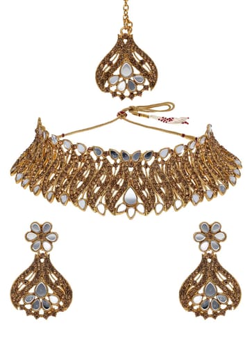 Mirror Necklace Set in LCT/Champagne color - AVM19008