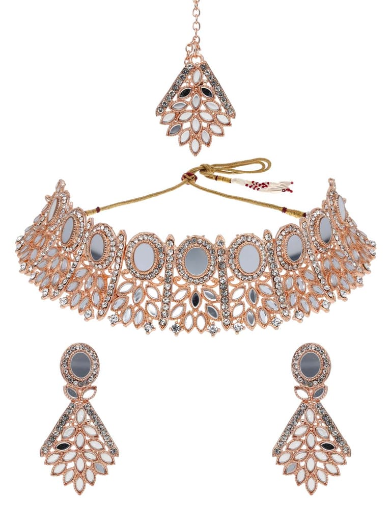 Mirror Necklace Set in Rose Gold finish - AVM823
