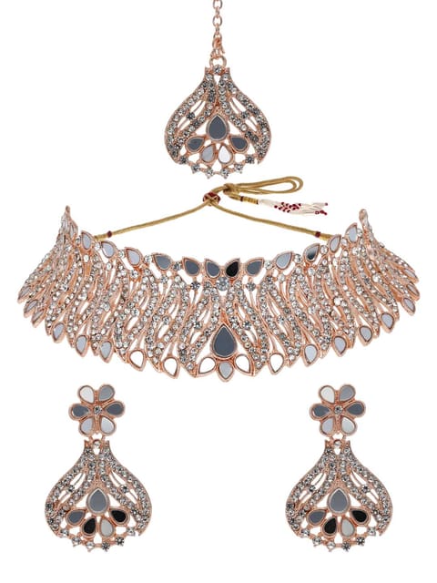 Mirror Necklace Set in Rose Gold finish - AVM19008