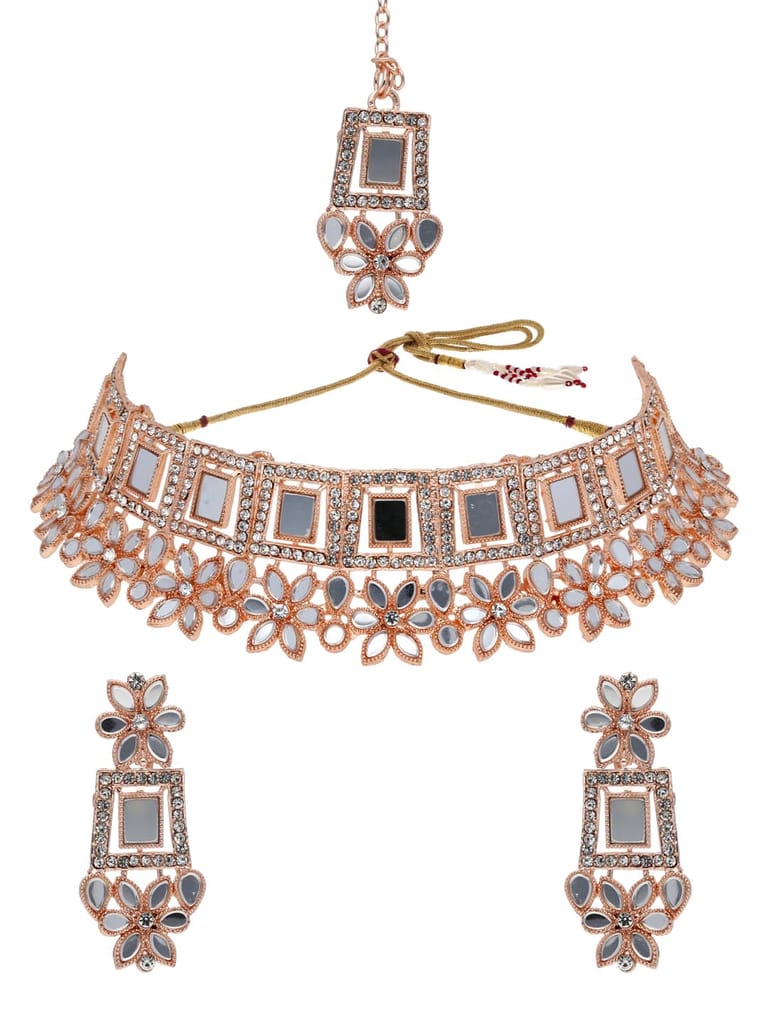 Mirror Necklace Set in Rose Gold finish - AVM824