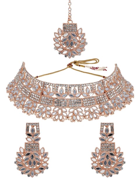 Mirror Necklace Set in Rose Gold finish - AVM21004