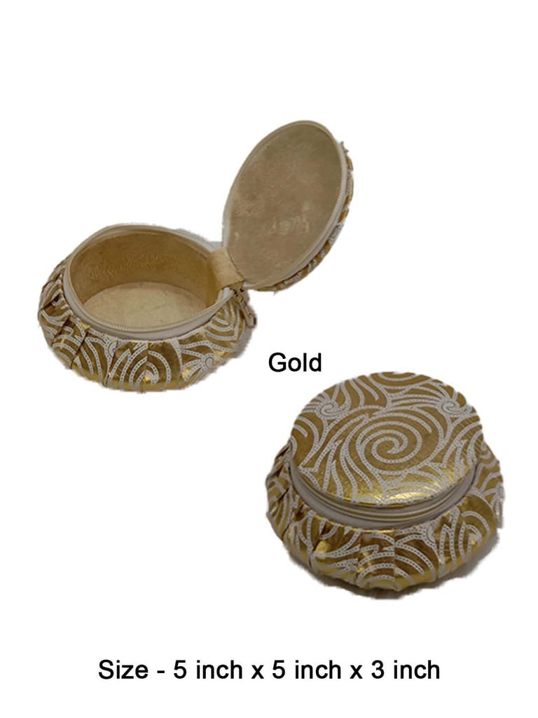 Round Jewellery Box with Satin Material - JB-9