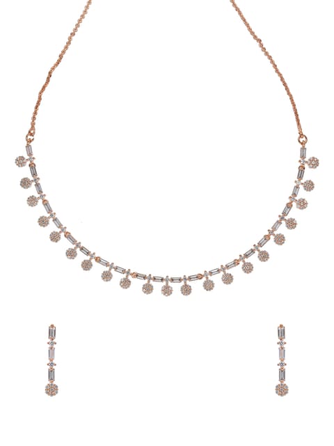 AD / CZ Necklace Set in Rose Gold finish - CNB5019