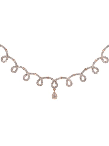 AD / CZ Necklace Set in Rose Gold finish - CNB5023