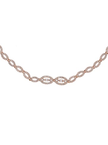 AD / CZ Necklace Set in Rose Gold finish - CNB5025