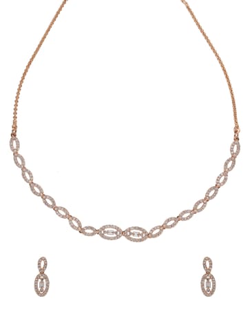 AD / CZ Necklace Set in Rose Gold finish - CNB5025