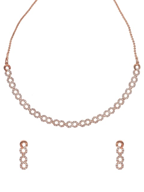 AD / CZ Necklace Set in Rose Gold finish - CNB5027