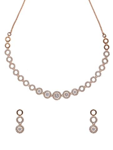 AD / CZ Necklace Set in Rose Gold finish - CNB5029