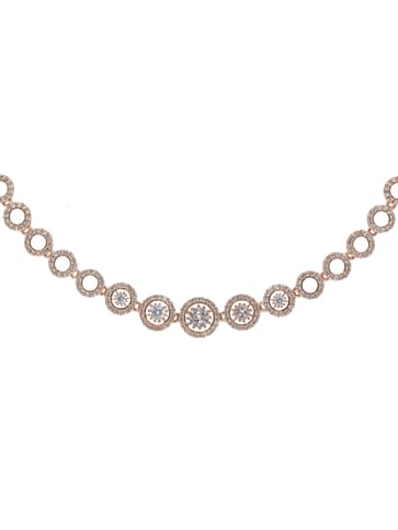 AD / CZ Necklace Set in Rose Gold finish - CNB5029