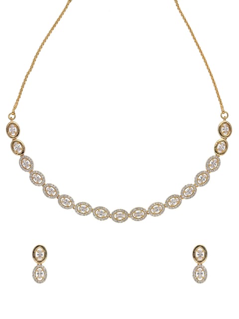 AD / CZ Necklace Set in Gold finish - CNB15665