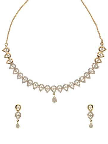 AD / CZ Necklace Set in Gold finish - CNB15671