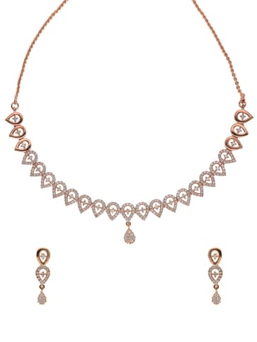 AD / CZ Necklace Set in Rose Gold finish - CNB15672
