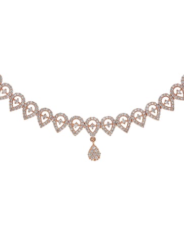 AD / CZ Necklace Set in Rose Gold finish - CNB15672