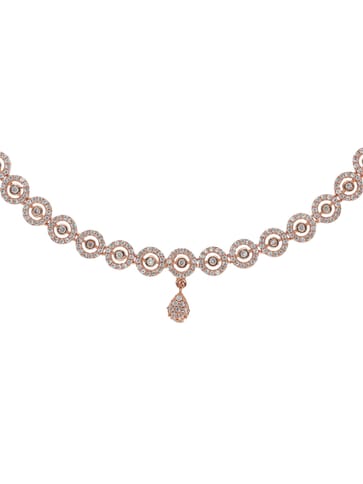 AD / CZ Necklace Set in Rose Gold finish - CNB15675