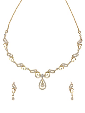 AD / CZ Necklace Set in Gold finish - CNB15677