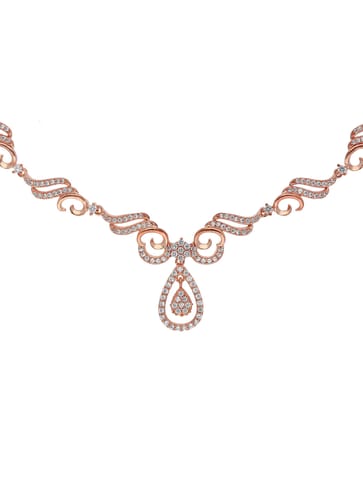 AD / CZ Necklace Set in Rose Gold finish - CNB15678