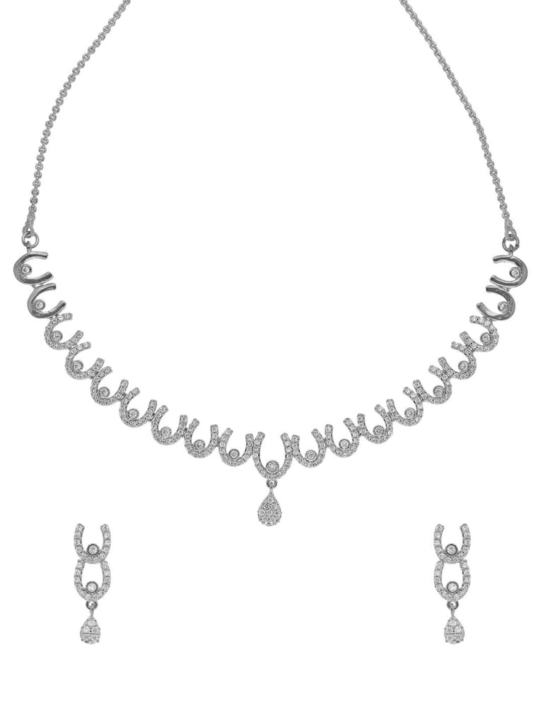 AD / CZ Necklace Set in White color - CNB15682