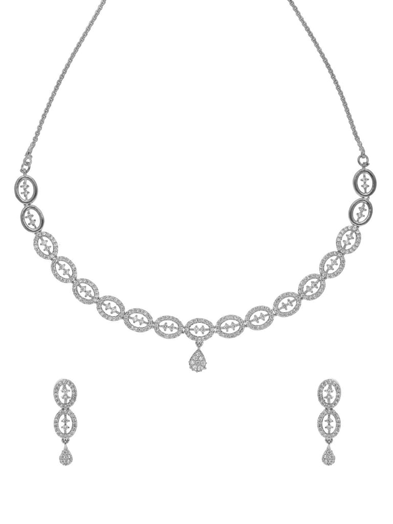 AD / CZ Necklace Set in White color - CNB15684