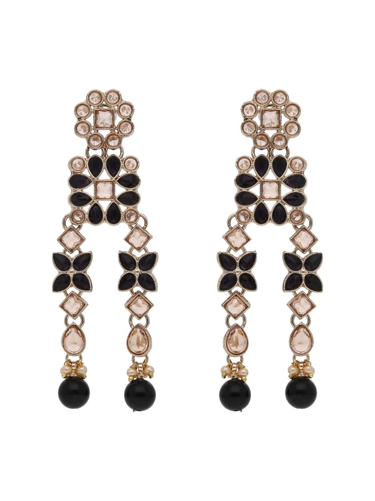 Reverse AD Long Earrings in Rose Gold finish - PART719